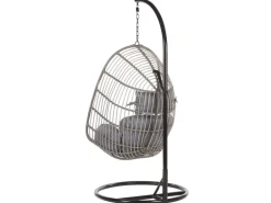 Beliani Hängesessel Grau Schwarz 97x97x199