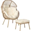 Beliani Sessel Beige Naturfarben Weiss 93x89x130