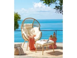 Beliani Sessel Beige Naturfarben Weiss 93x89x130