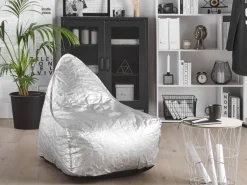Beliani Sitzsack DROP Silber 75x63x73