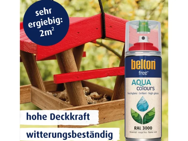 Belton Free AQUAcolours Buntlack RAL 3000 Feuerrot hochglänzend 400 ml