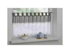 Bennetti Bistrogardine Batist mit Spitzenborte Silbergrau 45 x 135 cm