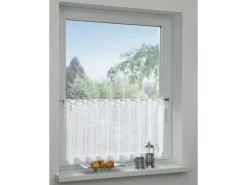 Bennetti Bistrogardine Voile mit Silberdruck Weiß 45 x 140 cm