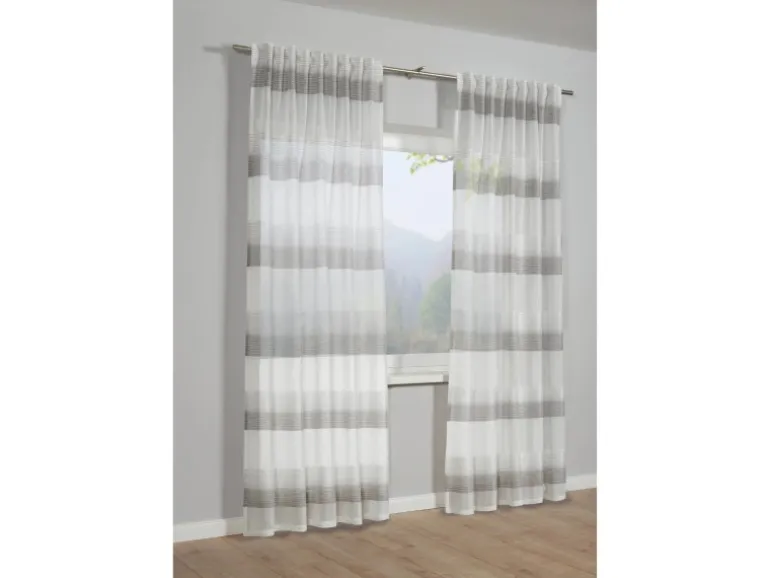 Bennetti Schal mit Gardinenband Etamine Grau 245 x 140 cm