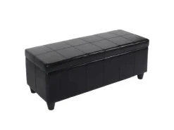BERLINLODGE Aufbewahrungs-Truhe Sitzbank Lars 45x112x45cm Schwarz Leder & Kunstleder