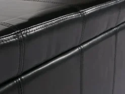 BERLINLODGE Aufbewahrungs-Truhe Sitzbank Lars 45x112x45cm Schwarz Leder & Kunstleder