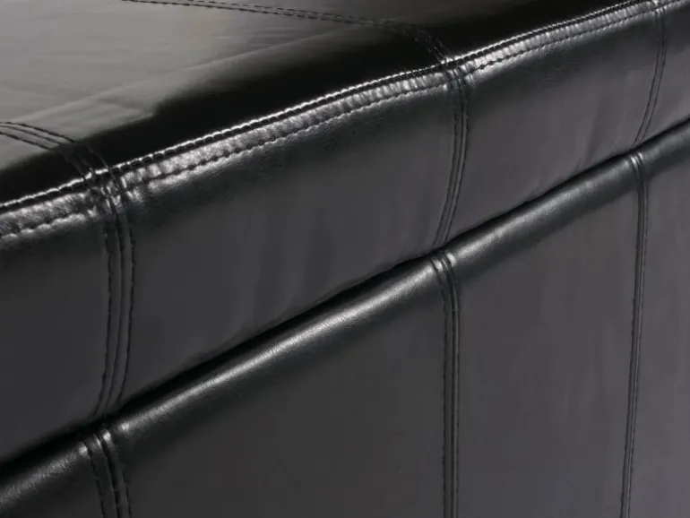 BERLINLODGE Aufbewahrungs-Truhe Sitzbank Lars 45x112x45cm Schwarz Leder & Kunstleder
