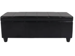 BERLINLODGE Aufbewahrungs-Truhe Sitzbank Lars 45x112x45cm Schwarz Leder & Kunstleder