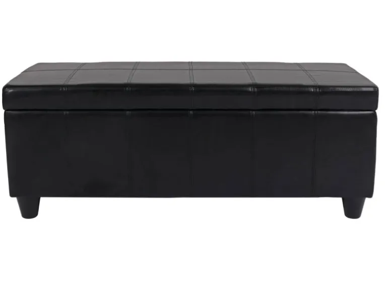 BERLINLODGE Aufbewahrungs-Truhe Sitzbank Lars 45x112x45cm Schwarz Leder & Kunstleder