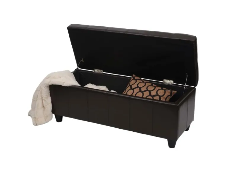 BERLINLODGE Aufbewahrungs-Truhe Lars 45x114x45cm Kunstleder Braun
