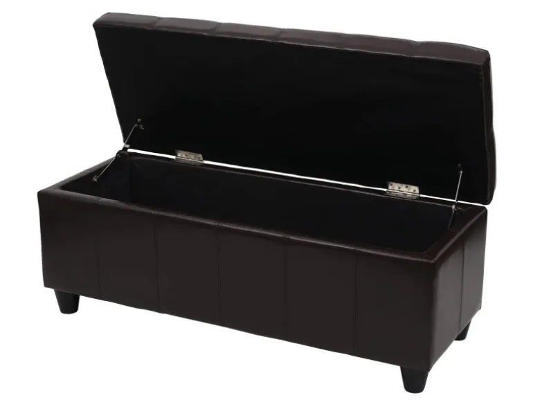 BERLINLODGE Aufbewahrungs-Truhe Lars 45x114x45cm Kunstleder Braun