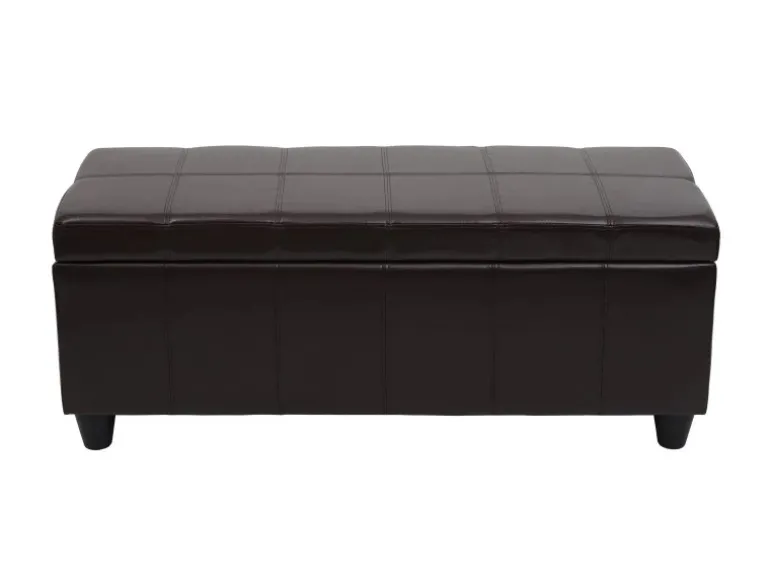 BERLINLODGE Aufbewahrungs-Truhe Lars 45x114x45cm Kunstleder Braun