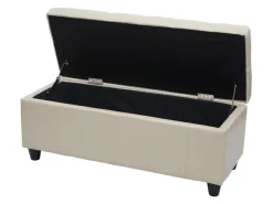 BERLINLODGE Aufbewahrungs-Truhe Lars 45x114x45cm Kunstleder Creme
