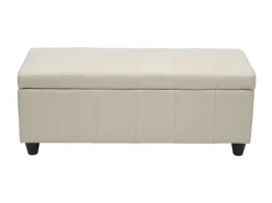 BERLINLODGE Aufbewahrungs-Truhe Lars 45x114x45cm Kunstleder Creme