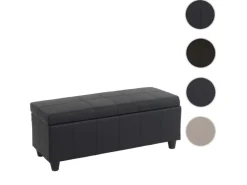 BERLINLODGE Aufbewahrungs-Truhe Lars 45x114x45cm Kunstleder Creme