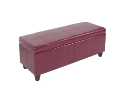 BERLINLODGE Aufbewahrungs-Truhe Sitzbank Lars 45x112x45cm Rot Leder & Kunstleder