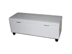 BERLINLODGE Aufbewahrungs-Truhe Sitzbank Lars 45x112x45cm Weiß Leder & Kunstleder