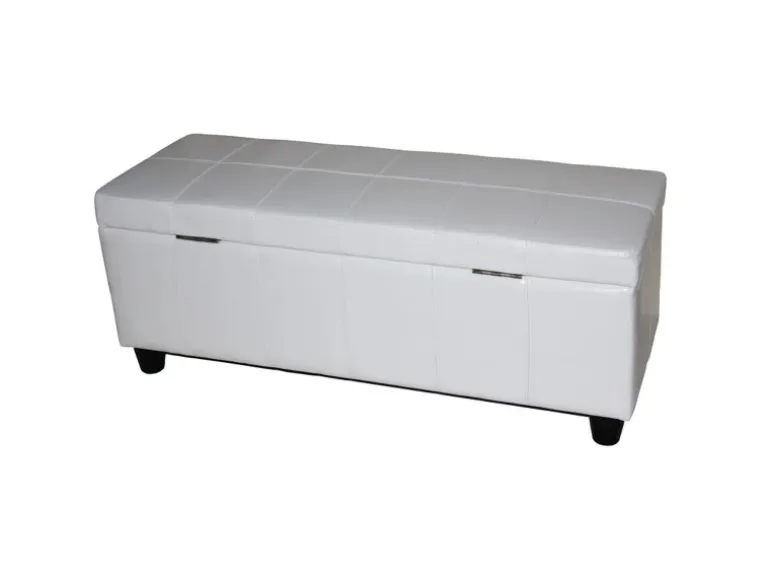 BERLINLODGE Aufbewahrungs-Truhe Sitzbank Lars 45x112x45cm Weiß Leder & Kunstleder