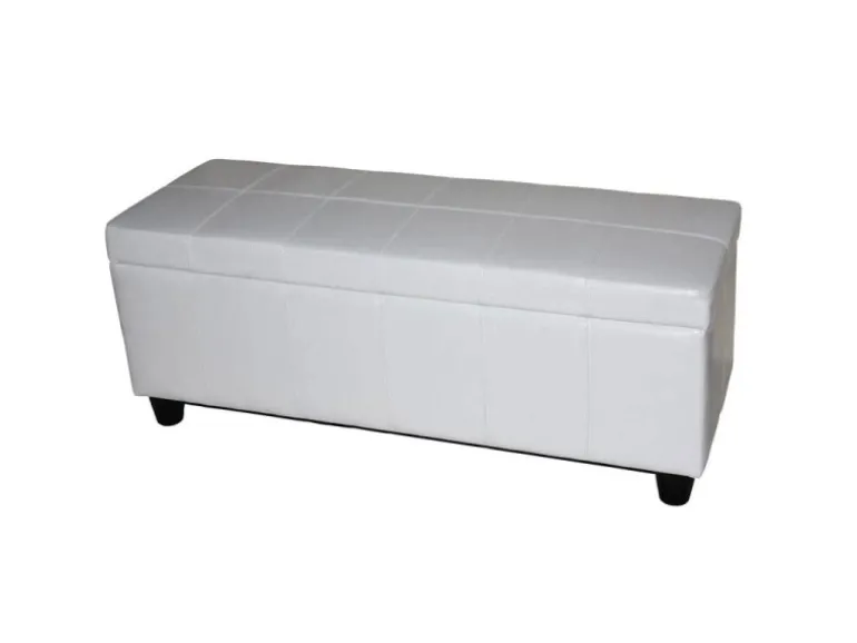 BERLINLODGE Aufbewahrungs-Truhe Sitzbank Lars 45x112x45cm Weiß Leder & Kunstleder