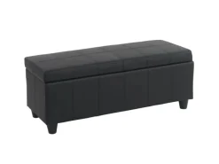 BERLINLODGE Aufbewahrungs-Truhe Lars 45x114x45cm Kunstleder Schwarz Matt