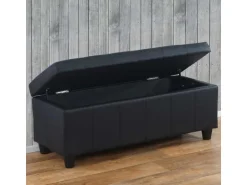 BERLINLODGE Aufbewahrungs-Truhe Lars 45x114x45cm Kunstleder Schwarz Matt
