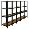 BERLINLODGE 5er Wohnregal Ragnar Set HxBxT 150x45x45cm Fachlast 100kg Vintagebraun-Schwarz
