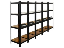 BERLINLODGE 5er Wohnregal Ragnar Set HxBxT 150x45x45cm Fachlast 100kg Vintagebraun-Schwarz