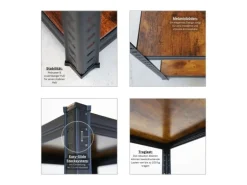 BERLINLODGE 5er Wohnregal Ragnar Set HxBxT 150x45x45cm Fachlast 100kg Vintagebraun-Schwarz