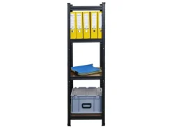 BERLINLODGE 4er Wohnregal Ragnar Set HxBxT 150x45x45cm Fachlast 100kg Vintagebraun-Schwarz