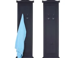 BERLINLODGE Garderobe 2er-Set 109x28x5,5cm Wandhaken Holz Dunkelgrau Lackiert