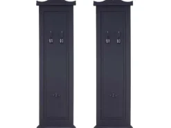 BERLINLODGE Garderobe 2er-Set 109x28x5,5cm Wandhaken Holz Dunkelgrau Lackiert