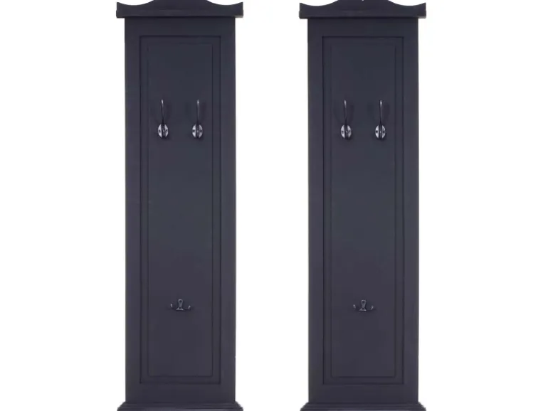BERLINLODGE Garderobe 2er-Set 109x28x5,5cm Wandhaken Holz Dunkelgrau Lackiert