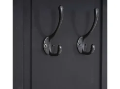 BERLINLODGE Garderobe 2er-Set 109x28x5,5cm Wandhaken Holz Dunkelgrau Lackiert