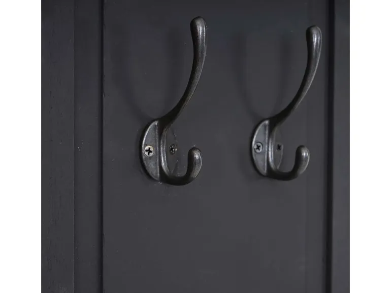BERLINLODGE Garderobe 2er-Set 109x28x5,5cm Wandhaken Holz Dunkelgrau Lackiert