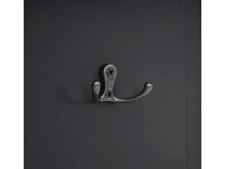 BERLINLODGE Garderobe 2er-Set 109x28x5,5cm Wandhaken Holz Dunkelgrau Lackiert