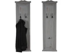 BERLINLODGE Garderobe 2er-Set 109x28x5,5cm Wandhaken Holz Grau Shabby