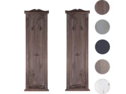 BERLINLODGE Garderobe 2er-Set 109x28x5,5cm Wandhaken Holz Grau Shabby