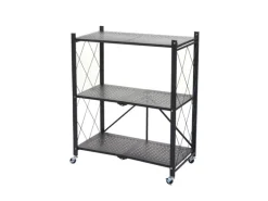 BERLINLODGE KLAP Klappbares Regal Auf Rollen HxBxT 87 x 72 x 34 cm 3 Ebenen Belastbarkeit 150kg Schwarz Wohnregal