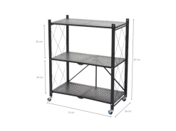 BERLINLODGE KLAP Klappbares Regal Auf Rollen HxBxT 87 x 72 x 34 cm 3 Ebenen Belastbarkeit 150kg Schwarz Wohnregal