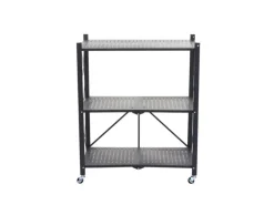 BERLINLODGE KLAP Klappbares Regal Auf Rollen HxBxT 87 x 72 x 34 cm 3 Ebenen Belastbarkeit 150kg Schwarz Wohnregal