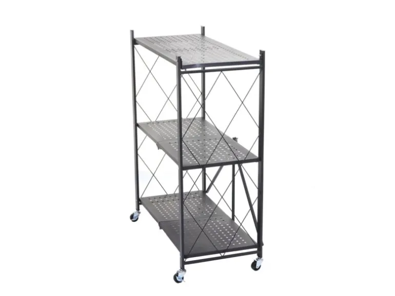 BERLINLODGE KLAP Klappbares Regal Auf Rollen HxBxT 87 x 72 x 34 cm 3 Ebenen Belastbarkeit 150kg Schwarz Wohnregal