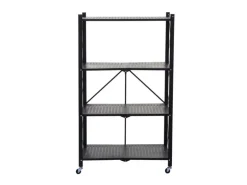 BERLINLODGE KLAP Klappbares Regal Auf Rollen HxBxT 127 x 72 x 34 cm 4 Ebenen Belastbarkeit 200kg Schwarz Wohnregal