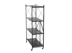 BERLINLODGE KLAP Klappbares Regal Auf Rollen HxBxT 127 x 72 x 34 cm 4 Ebenen Belastbarkeit 200kg Schwarz Wohnregal