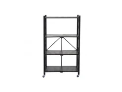 BERLINLODGE KLAP Klappbares Regal Auf Rollen HxBxT 127 x 72 x 34 cm 4 Ebenen Belastbarkeit 200kg Schwarz Wohnregal