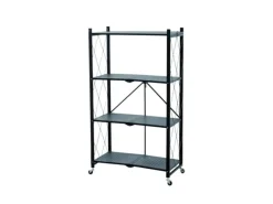 BERLINLODGE KLAP Klappbares Regal Auf Rollen HxBxT 127 x 72 x 34 cm 4 Ebenen Belastbarkeit 200kg Schwarz Wohnregal