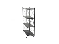 BERLINLODGE KLAP Klappbares Regal Auf Rollen HxBxT 127 x 72 x 34 cm 4 Ebenen Belastbarkeit 200kg Schwarz Wohnregal