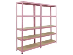 BERLINLODGE Mega Deal 2x Wohnregal PINK LADY HxBxT 180x90x40cm Fachlast 175kg 5 Ebenen Pink Bücherregal Standregal Büroregal