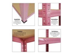 BERLINLODGE Mega Deal 2x Wohnregal PINK LADY HxBxT 180x90x40cm Fachlast 175kg 5 Ebenen Pink Bücherregal Standregal Büroregal