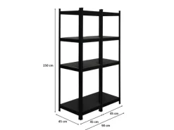 BERLINLODGE Mega Deal 2x Wohnregal Ragnar HxBxT 150x45x45cm Fachlast 100kg Matt Shwarz Bücherregal Standregal Büroregal für Wohnzimmer