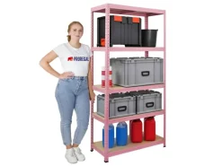 BERLINLODGE Mega Deal 5x Wohnregal PINK LADY HxBxT 180x90x40cm Fachlast 175kg 5 Ebenen Pink Bücherregal Standregal Büroregal
